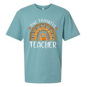 One Thankful Teacher Thanksgiving Rainbow Leopard Fall Funny Sueded Cloud Jersey T-Shirt