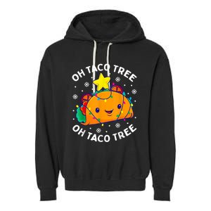 Oh Taco Tree Christmas Cute Xmas Mexican Food Lover Garment-Dyed Fleece Hoodie