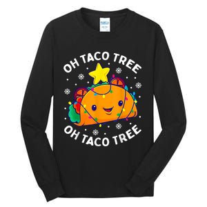 Oh Taco Tree Christmas Cute Xmas Mexican Food Lover Tall Long Sleeve T-Shirt