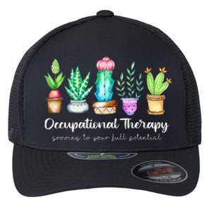 Occupational Therapy Therapist OT Month Cactus Plant Funny Flexfit Unipanel Trucker Cap