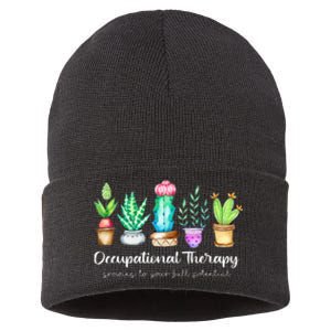 Occupational Therapy Therapist OT Month Cactus Plant Funny Sustainable Knit Beanie