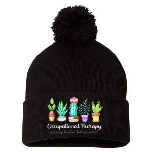 Occupational Therapy Therapist OT Month Cactus Plant Funny Pom Pom 12in Knit Beanie