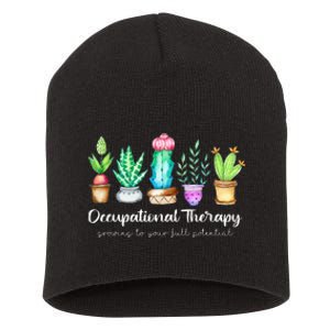 Occupational Therapy Therapist OT Month Cactus Plant Funny Short Acrylic Beanie