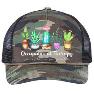 Occupational Therapy Therapist OT Month Cactus Plant Funny Retro Rope Trucker Hat Cap