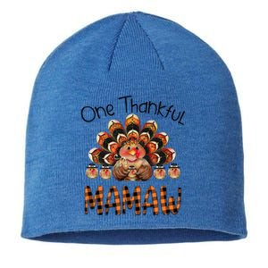 One Thankful Turkey Mamaw Great Gift Plaid Grandma Great Gift Sustainable Beanie