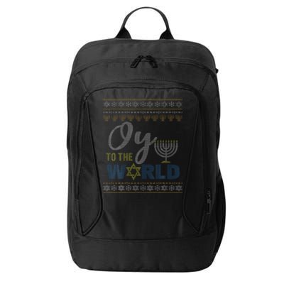 Oy To The World Funny Ugly Hanukkah Sweater Jewish Chanukah  City Backpack