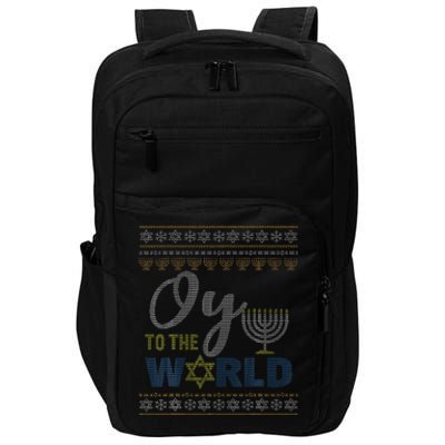 Oy To The World Funny Ugly Hanukkah Sweater Jewish Chanukah  Impact Tech Backpack