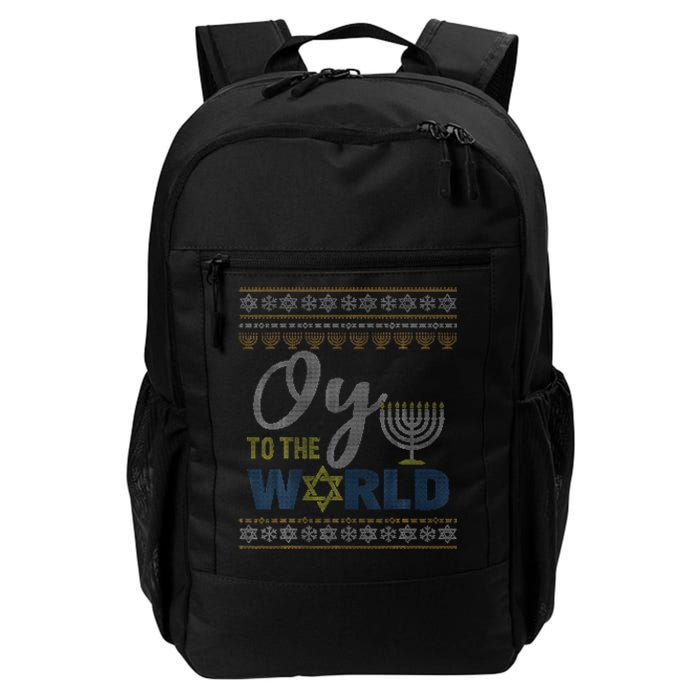 Oy To The World Funny Ugly Hanukkah Sweater Jewish Chanukah  Daily Commute Backpack