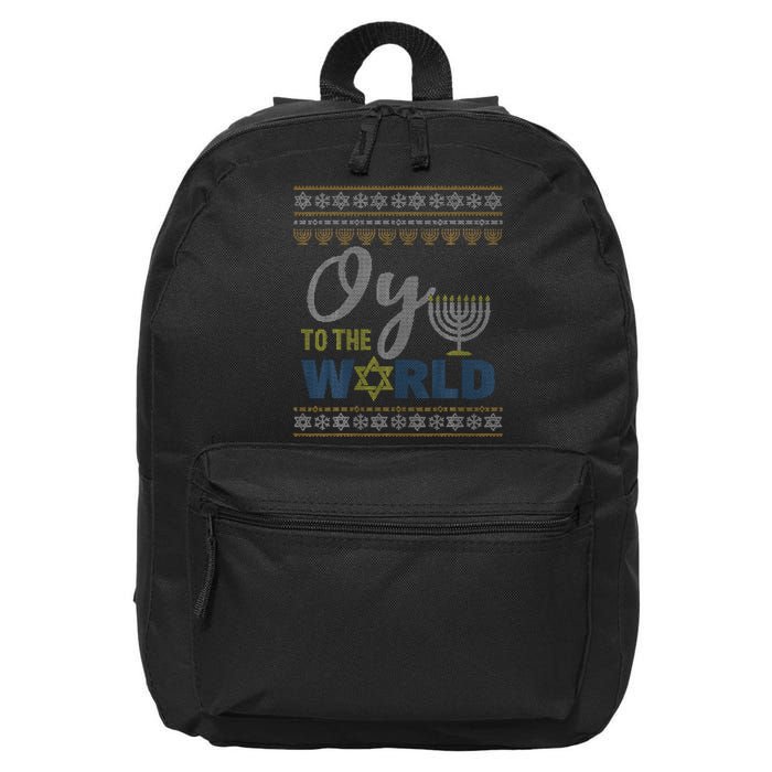 Oy To The World Funny Ugly Hanukkah Sweater Jewish Chanukah  16 in Basic Backpack