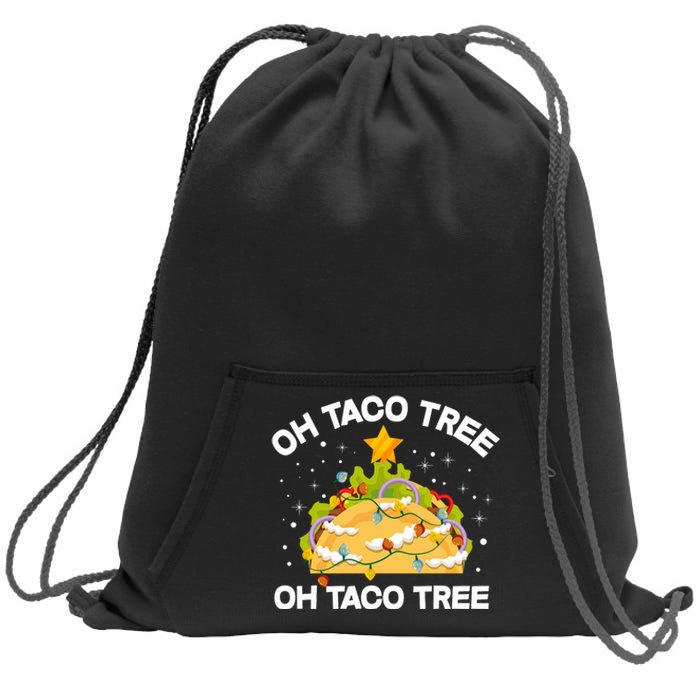 Oh Taco Tree Christmas Tree Mexican Food Funny Christmas Long Sleeve Sweatshirt Cinch Pack Bag