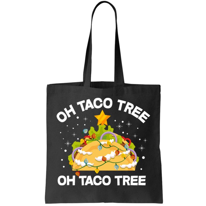 Oh Taco Tree Christmas Tree Mexican Food Funny Christmas Long Sleeve Tote Bag