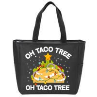 Oh Taco Tree Christmas Tree Mexican Food Funny Christmas Long Sleeve Zip Tote Bag