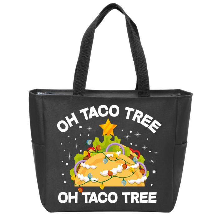 Oh Taco Tree Christmas Tree Mexican Food Funny Christmas Long Sleeve Zip Tote Bag