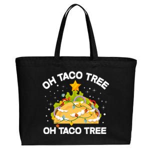 Oh Taco Tree Christmas Tree Mexican Food Funny Christmas Long Sleeve Cotton Canvas Jumbo Tote