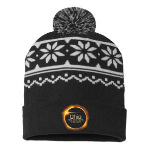 Ohio Totality Total Solar Eclipse April 8 2024 USA-Made Snowflake Beanie