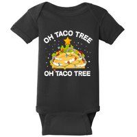 Oh Taco Tree Christmas Tree Mexican Food Funny Christmas Long Sleeve Baby Bodysuit