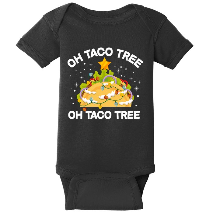 Oh Taco Tree Christmas Tree Mexican Food Funny Christmas Long Sleeve Baby Bodysuit