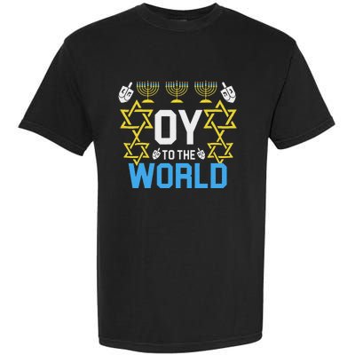 Oy To The World Hanukkah Jewish Garment-Dyed Heavyweight T-Shirt