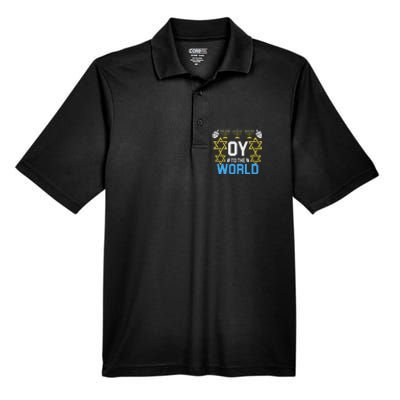 Oy To The World Hanukkah Jewish Men's Origin Performance Pique Polo