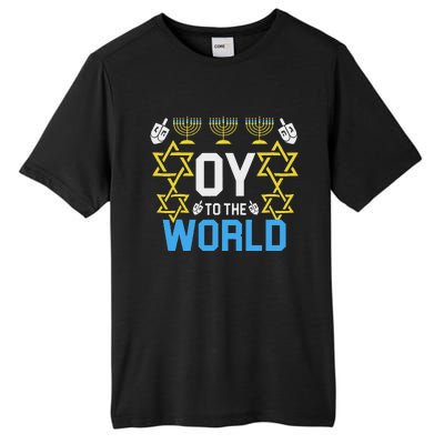 Oy To The World Hanukkah Jewish Tall Fusion ChromaSoft Performance T-Shirt