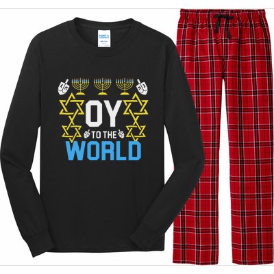 Oy To The World Hanukkah Jewish Long Sleeve Pajama Set