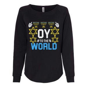 Oy To The World Hanukkah Jewish Womens California Wash Sweatshirt