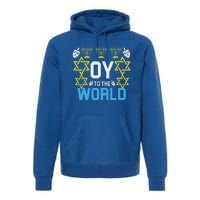 Oy To The World Hanukkah Jewish Premium Hoodie