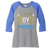 Oy To The World Hanukkah Jewish Women's Tri-Blend 3/4-Sleeve Raglan Shirt