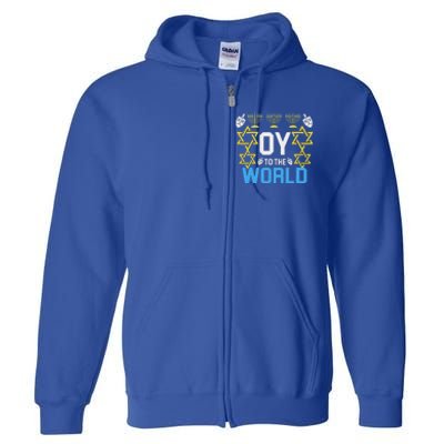 Oy To The World Hanukkah Jewish Full Zip Hoodie