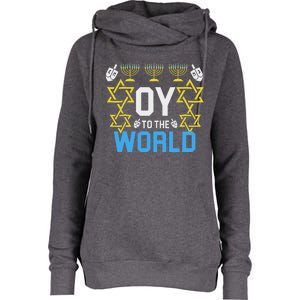 Oy To The World Hanukkah Jewish Womens Funnel Neck Pullover Hood