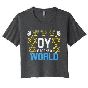 Oy To The World Hanukkah Jewish Women's Crop Top Tee