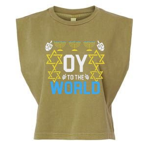 Oy To The World Hanukkah Jewish Garment-Dyed Women's Muscle Tee