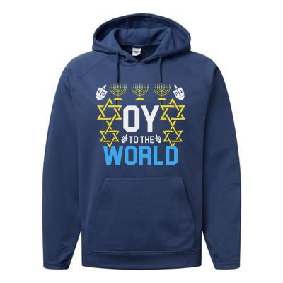 Oy To The World Hanukkah Jewish Performance Fleece Hoodie