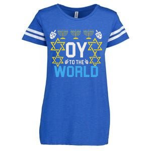 Oy To The World Hanukkah Jewish Enza Ladies Jersey Football T-Shirt