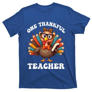 One Thankful Teacher Funny Turkey Teacher Thanksgiving Funny Gift T-Shirt