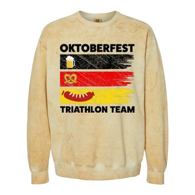 Oktoberfest Triathlon Team Beer Pretzel Wurst German Flag Colorblast Crewneck Sweatshirt