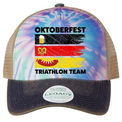 Oktoberfest Triathlon Team Beer Pretzel Wurst German Flag Legacy Tie Dye Trucker Hat