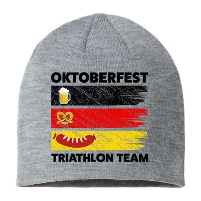 Oktoberfest Triathlon Team Beer Pretzel Wurst German Flag Sustainable Beanie