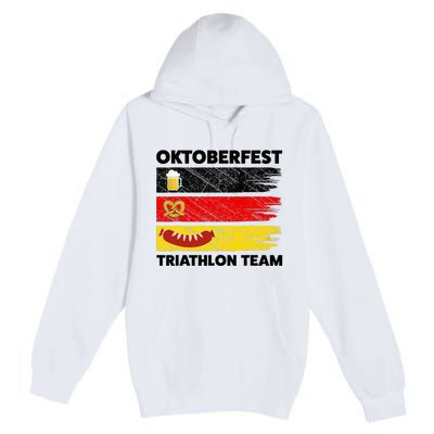 Oktoberfest Triathlon Team Beer Pretzel Wurst German Flag Premium Pullover Hoodie