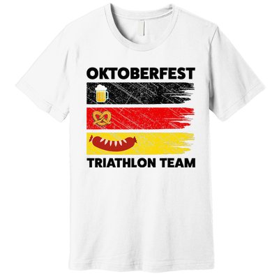 Oktoberfest Triathlon Team Beer Pretzel Wurst German Flag Premium T-Shirt