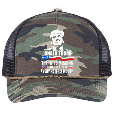 Onald Trump The D Is Missing ItS In Every HaterS Mouth Retro Rope Trucker Hat Cap