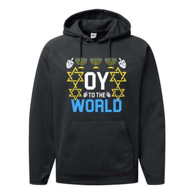 Oy to the World Hanukkah Funny Jewish Performance Fleece Hoodie