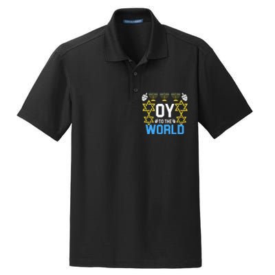 Oy to the World Hanukkah Funny Jewish Dry Zone Grid Polo