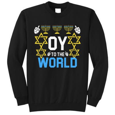 Oy to the World Hanukkah Funny Jewish Tall Sweatshirt