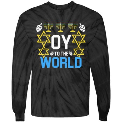 Oy to the World Hanukkah Funny Jewish Tie-Dye Long Sleeve Shirt