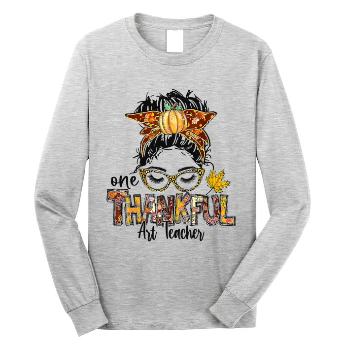 One Thankful Teacher Fun Turkey Thanksgiving Family Long Sleeve Shirt