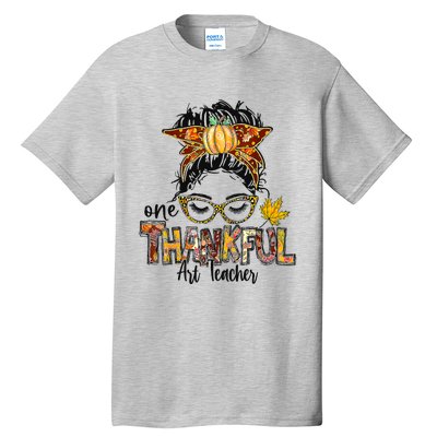 One Thankful Teacher Fun Turkey Thanksgiving Family Tall T-Shirt