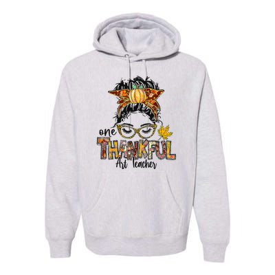 One Thankful Teacher Fun Turkey Thanksgiving Family Premium Hoodie