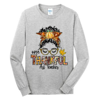 One Thankful Teacher Fun Turkey Thanksgiving Family Tall Long Sleeve T-Shirt