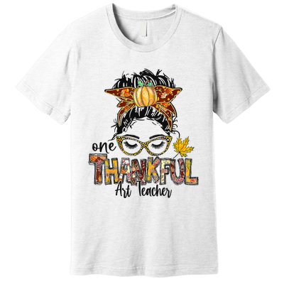 One Thankful Teacher Fun Turkey Thanksgiving Family Premium T-Shirt